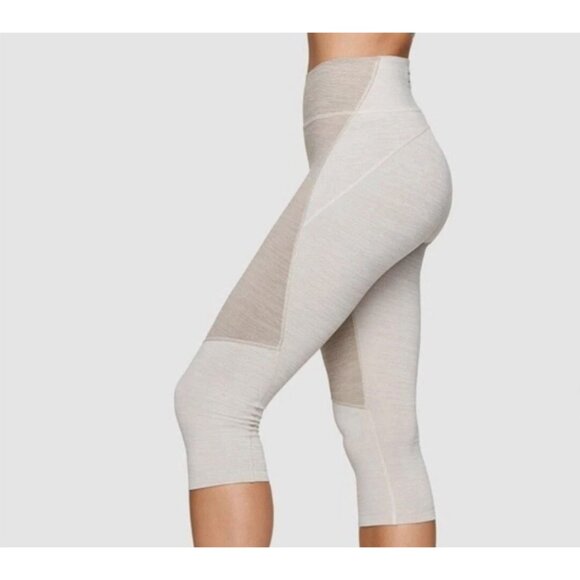 Outdoor Voices Tech Sweat Two Tone Coyote Atmosphere Crop Leggings Sand Beige S - Picture 2 of 6